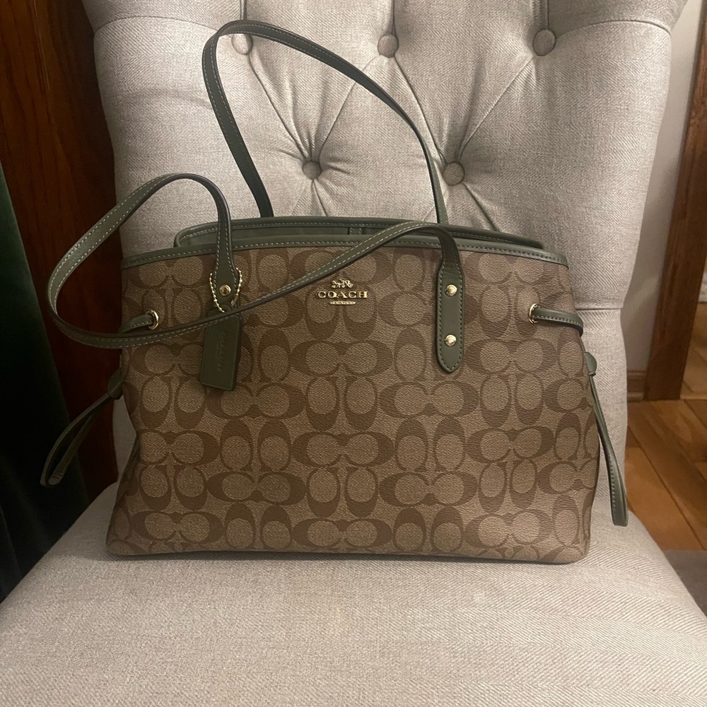 Coach Signature Brown and Green Handbag